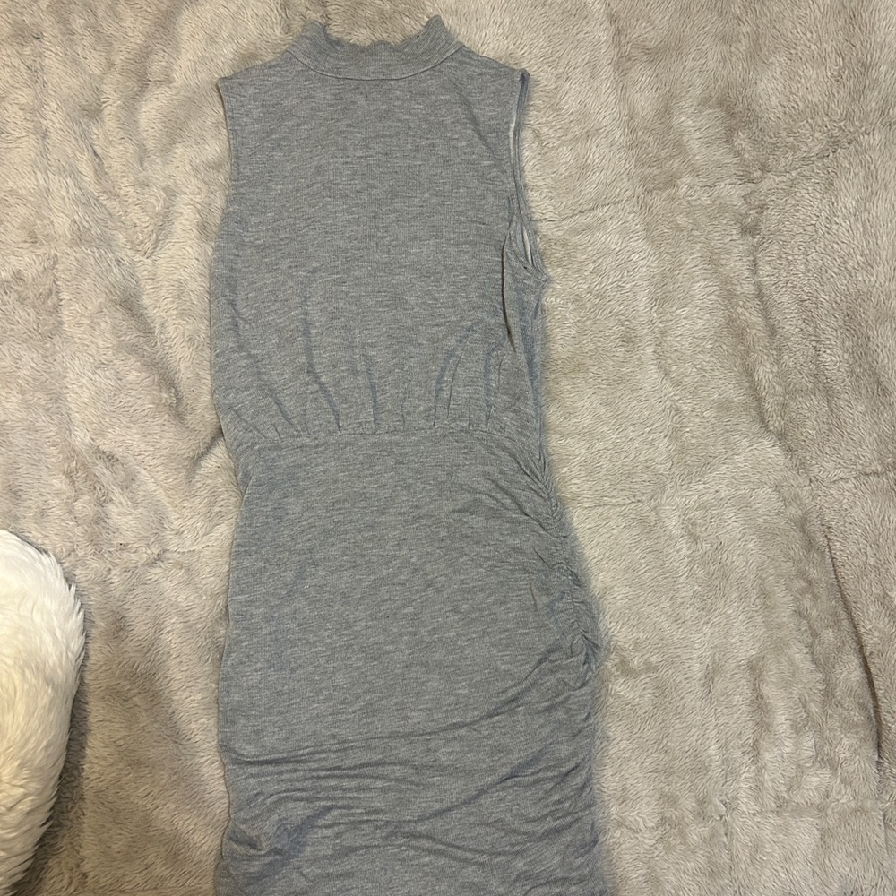 Express mock/turtle neck gray sleeveless dress. Knit. Ruched.